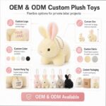 Yellow bunny plush keychain embroidered detail