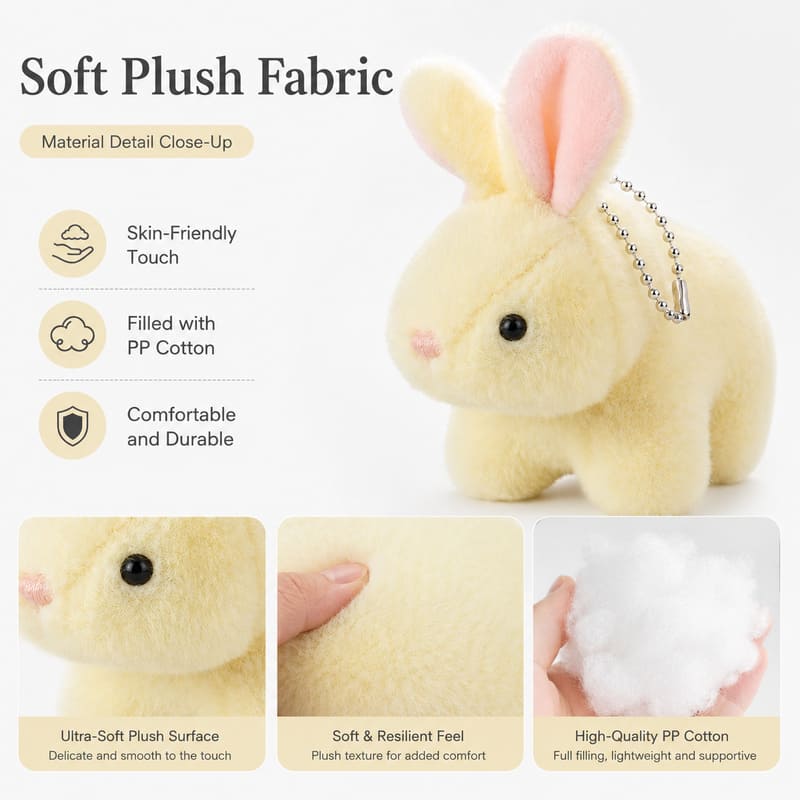 Yellow bunny plush keychain size reference