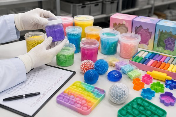 Slime clay and sensory toys quality control inspection