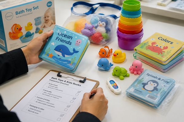 Bath toys and kids books quality control inspection