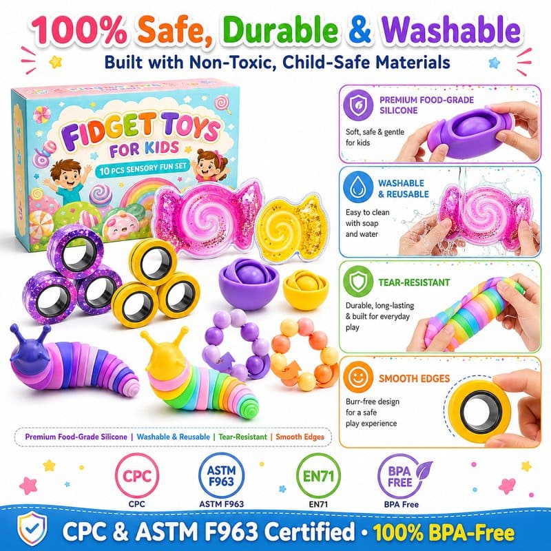 10-Piece Sensory Fidget Toy Set color and texture detail