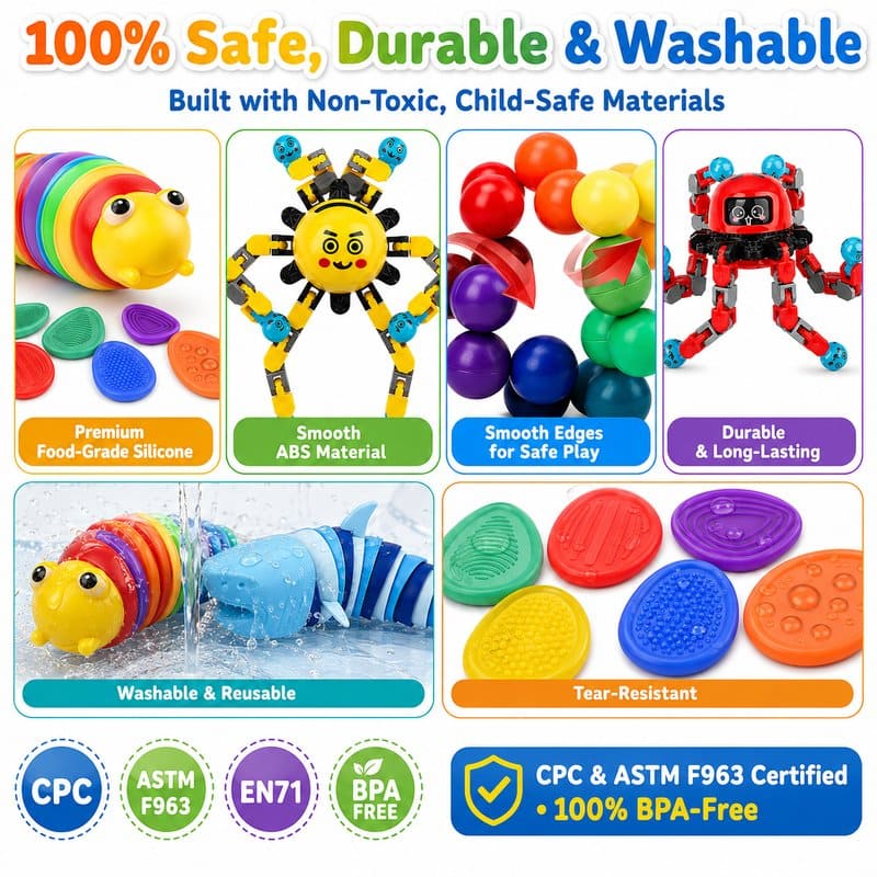 13-Piece Sensory Fidget Toy Set color and texture detail