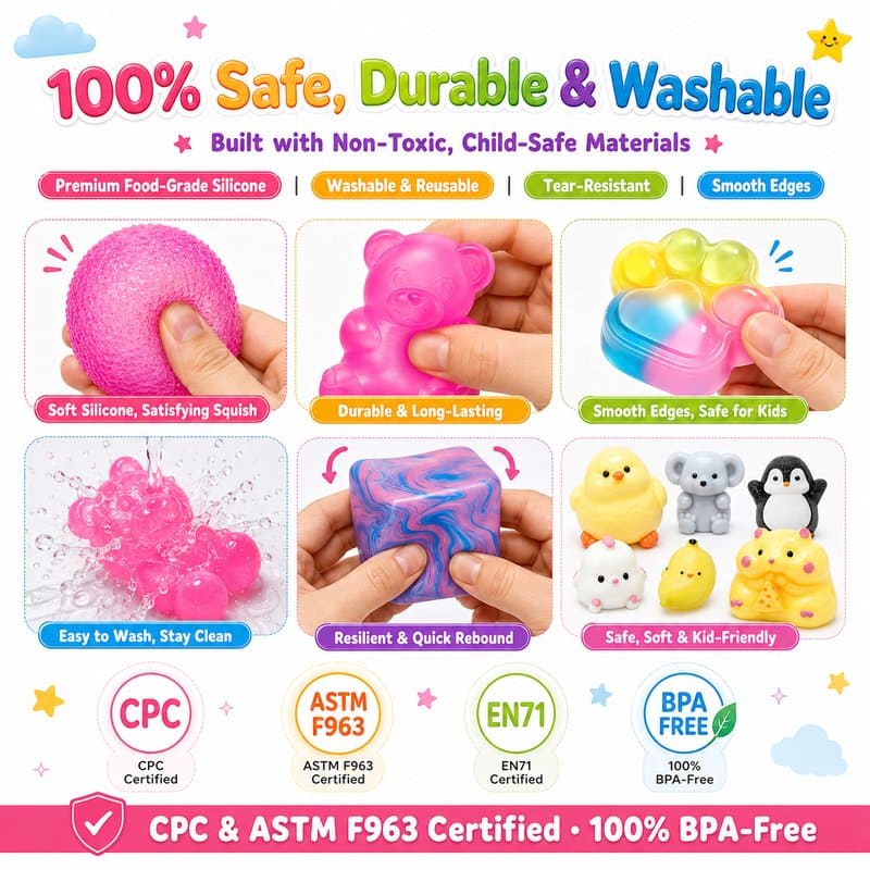 15-Piece Squishy Fidget Toy Set color and texture detail