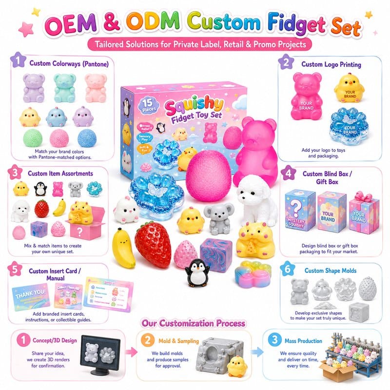 15-Piece Squishy Fidget Toy Set clay and sand material detail