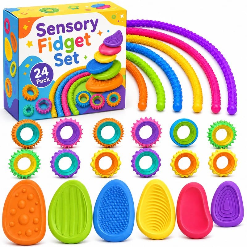 24-Piece Textured Sensory Fidget Set front view
