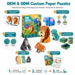 3D Animal Paper Puzzle Set board and material detail
