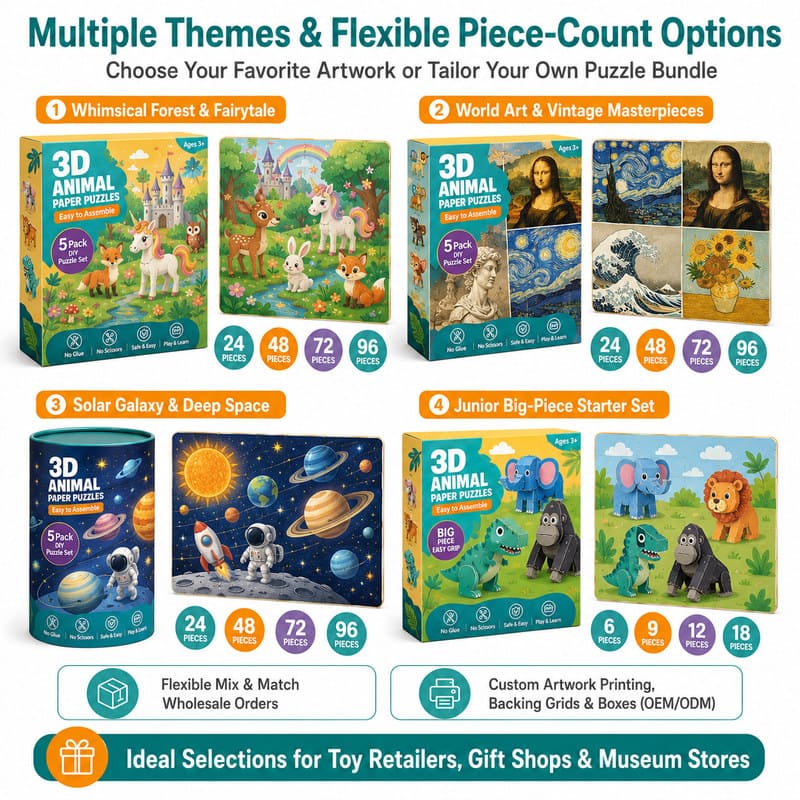 3D Animal Paper Puzzle Set custom artwork detail