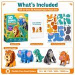 3D Animal Paper Puzzle Set puzzle pieces and layout view