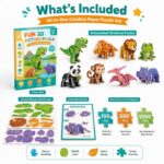 3D Animal Picture Paper Puzzle Set puzzle pieces and layout view