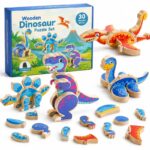 3D Dinosaur Wooden Puzzle Set front view