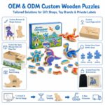 3D Dinosaur Wooden Puzzle Set board and material detail