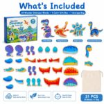 3D Dinosaur Wooden Puzzle Set puzzle pieces and layout view