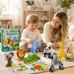 3D Jungle Animal EVA Foam Puzzle Set completed puzzle view