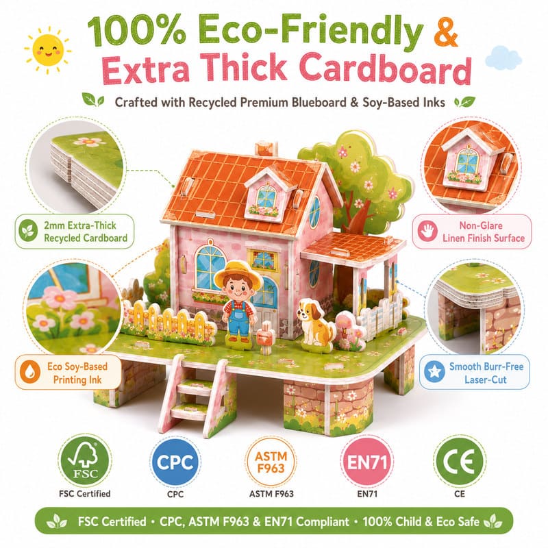 3D Story House Paper Puzzle Set printing detail