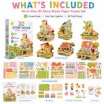 3D Story House Paper Puzzle Set puzzle pieces and layout view