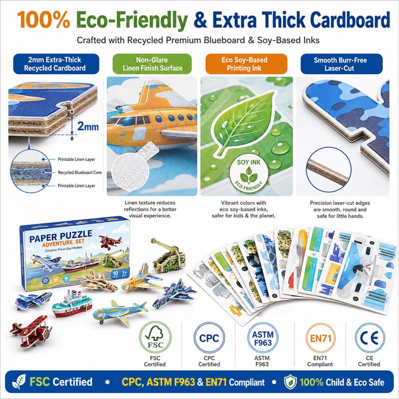 3D Vehicle Adventure Paper Puzzle Set printing detail