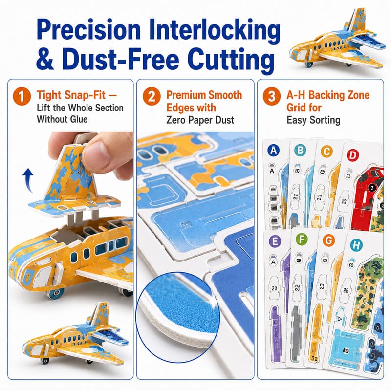 3D Vehicle Adventure Paper Puzzle Set size and dimensions