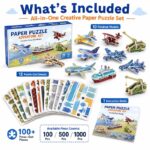 3D Vehicle Adventure Paper Puzzle Set puzzle pieces and layout view