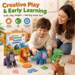 3D Zoo Animal EVA Foam Puzzle Set completed puzzle view