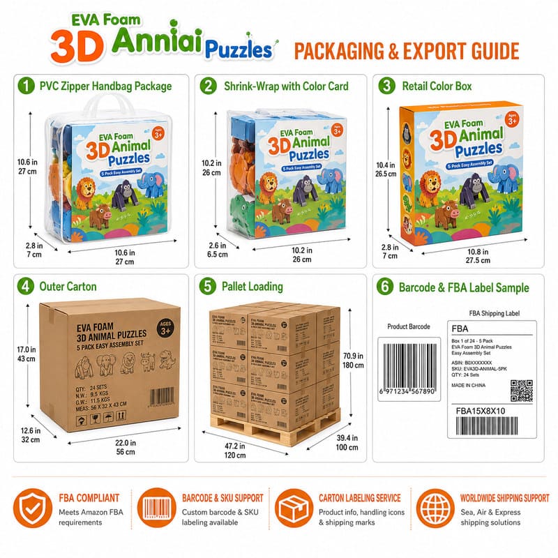3D Zoo Animal EVA Foam Puzzle Set piece shape detail