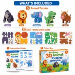 3D Zoo Animal EVA Foam Puzzle Set puzzle pieces and layout view