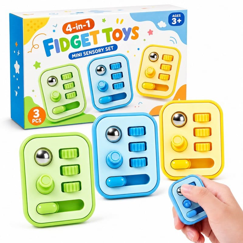 4-in-1 Mini Keyboard Fidget Toy Set front view
