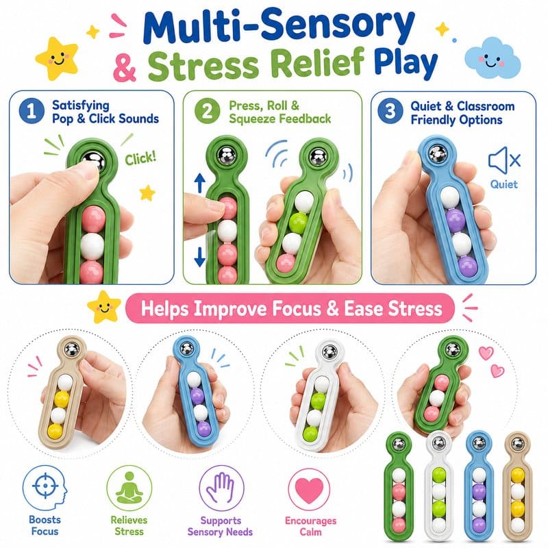 4-Pack Fidget Clicker Toy Set size and dimensions