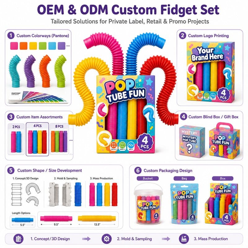 4-Pack Pop Tube Fidget Toy Set clay and sand material detail