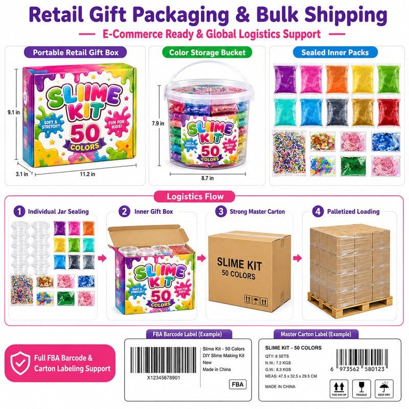 50-Color Slime Kit molds and tools detail