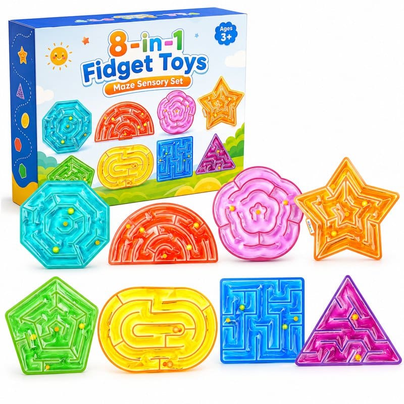 8-in-1 Maze Fidget Toy Set front view