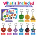 9-in-1 Geometric Fidget Keychain Set kit contents view