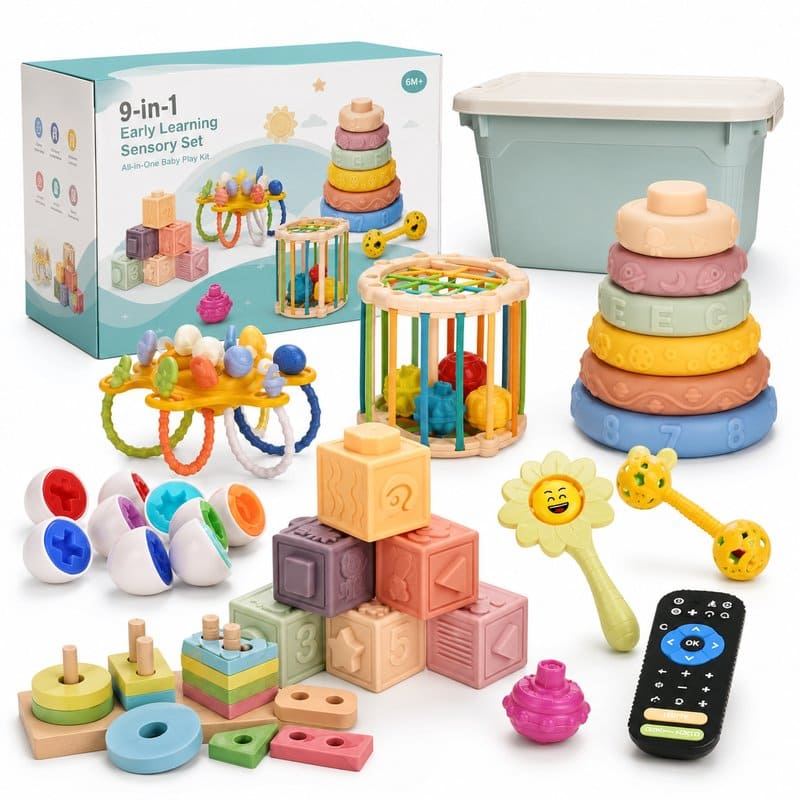 9-in-1 Montessori Sensory Toy Set front view