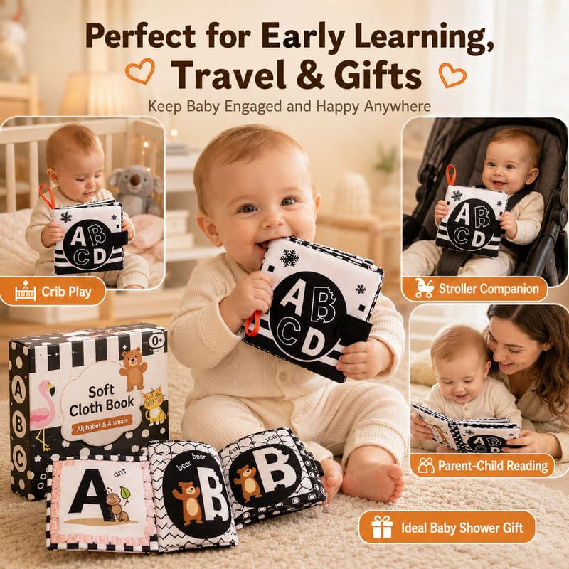 ABC Alphabet Black & White Cloth Book construction detail