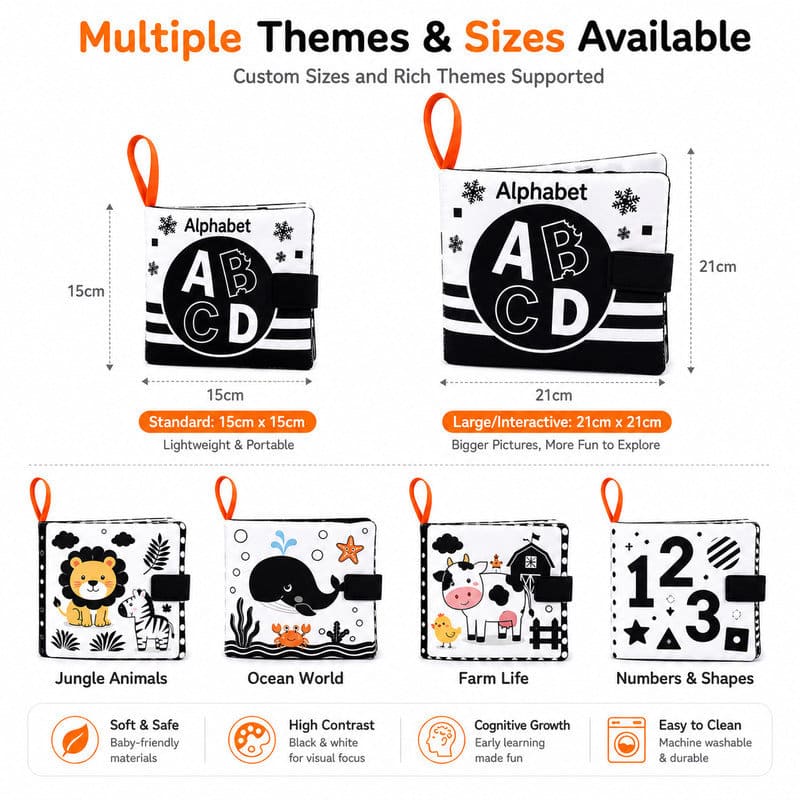 ABC Alphabet Black & White Cloth Book interactive feature detail