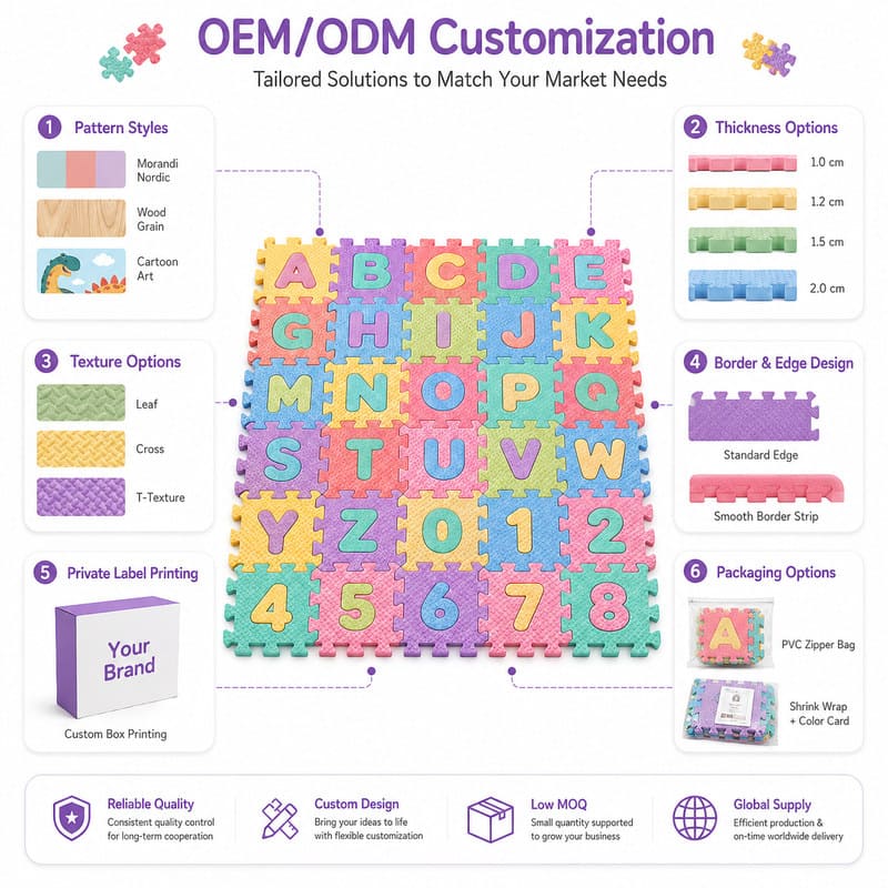 96-Piece Alphabet & Numbers EVA Foam Puzzle Mat board and material detail