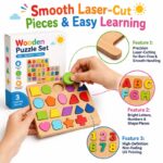 Alphabet & Numbers Wooden Learning Puzzle Set size and dimensions