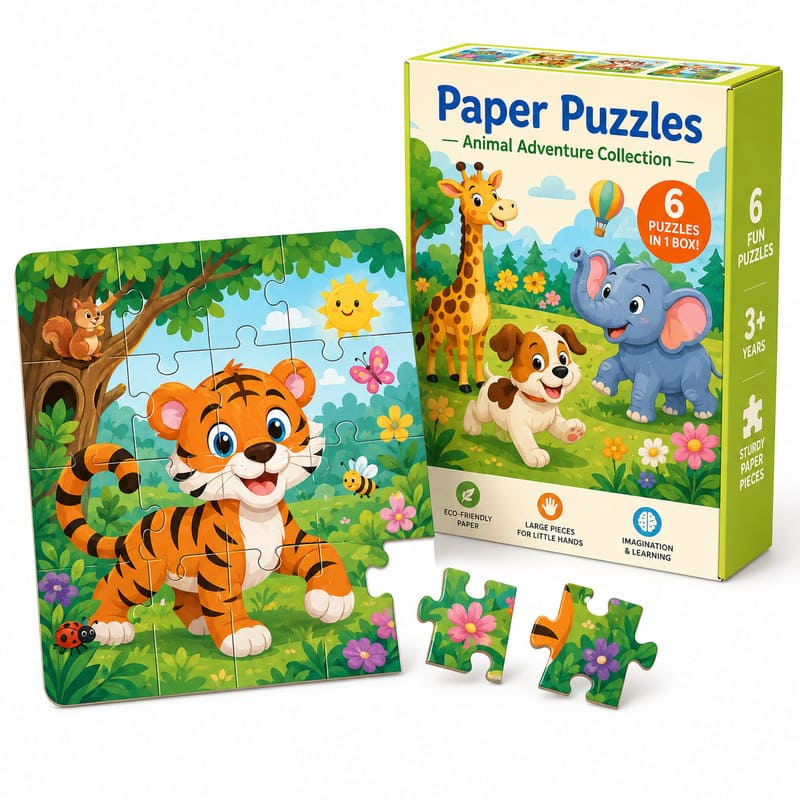 Animal Adventure Paper Puzzle Collection front view