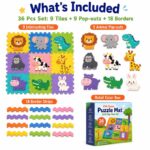36-Piece Animal EVA Foam Puzzle Mat puzzle pieces and layout view