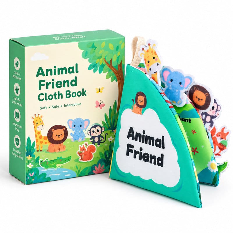 Animal Friend Fold-Out Fabric Activity Book front view