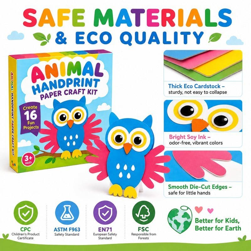 Animal Handprint Paper Craft Kit tools and accessories detail