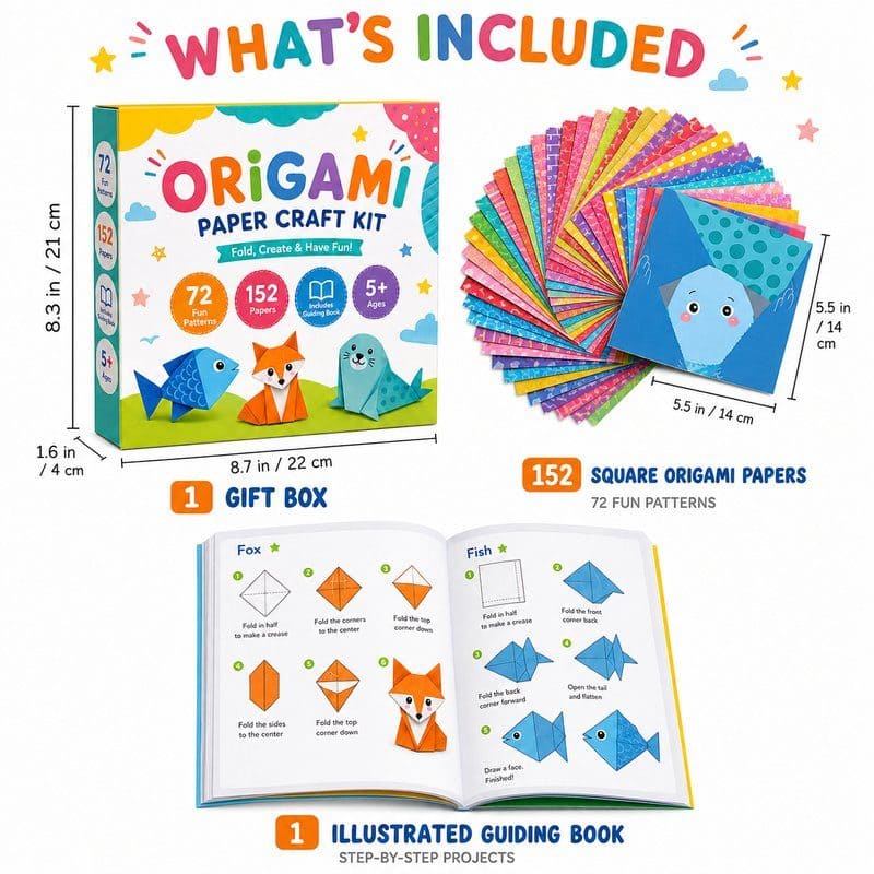 Animal Origami Paper Kit kit contents view