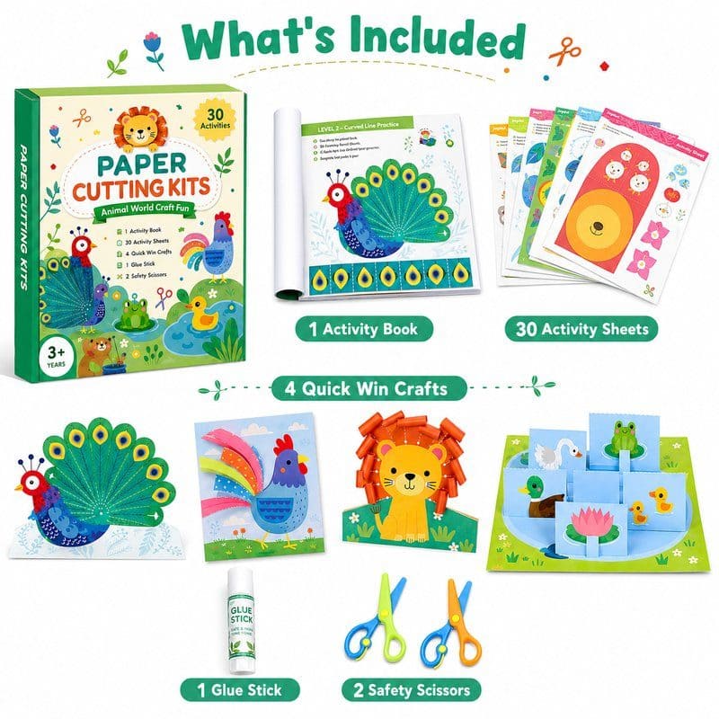 Animal Paper Cutting Kit kit contents view
