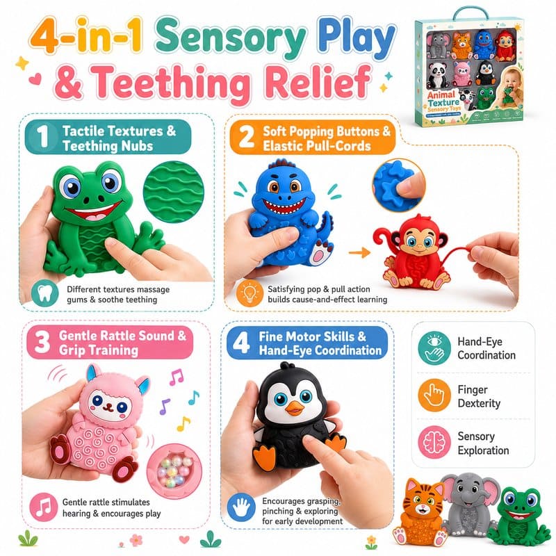 Animal Texture Sensory Toy Set size and dimensions