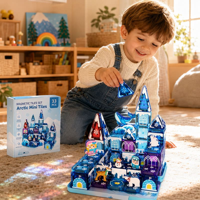 Arctic Mini Magnetic Tiles Set completed puzzle view