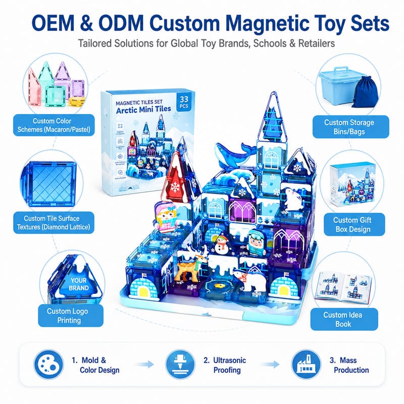 Arctic Mini Magnetic Tiles Set board and material detail