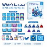 Arctic Mini Magnetic Tiles Set puzzle pieces and layout view