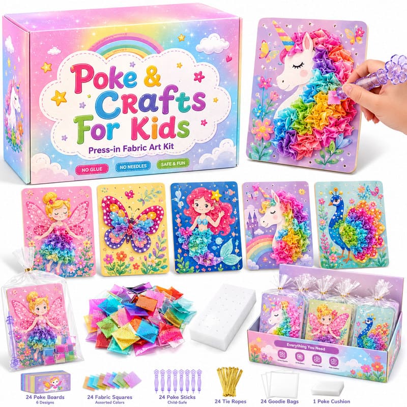 Assorted Poke Art Kit Craft Set for Kids front view