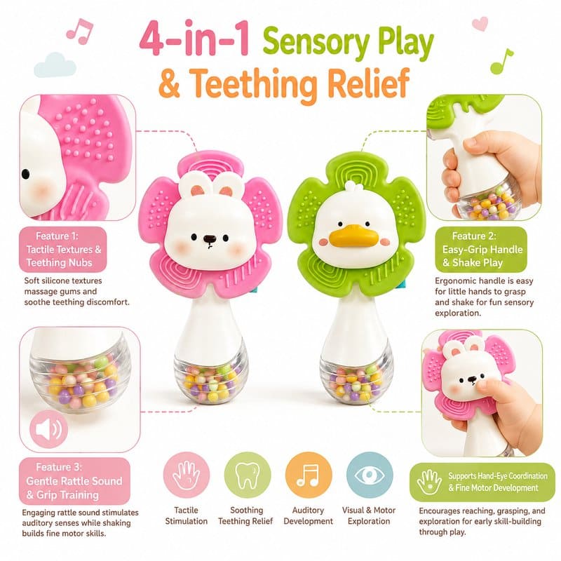 Baby Musical Sensory Rattle Set size and dimensions