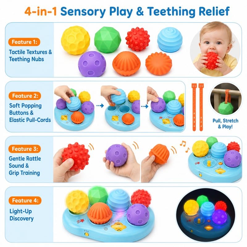 Baby Sensory Pop and Play Ball Toy size and dimensions