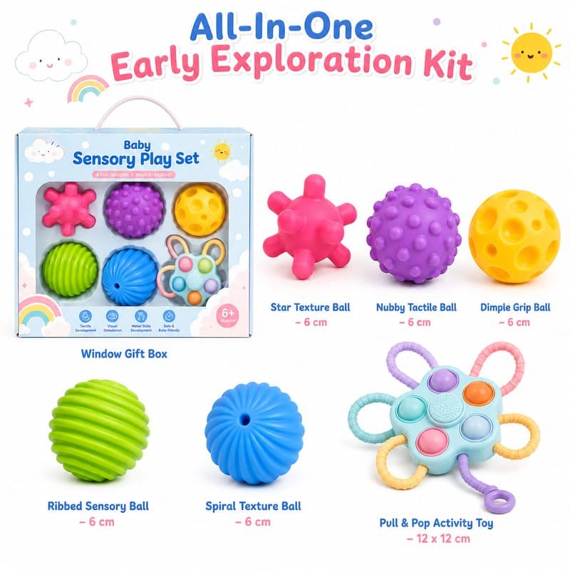 Baby Textured Sensory Ball Play Set kit contents view